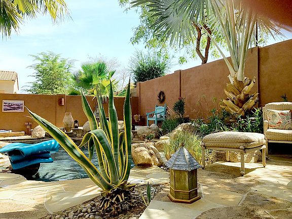 Yard, patio, spa, plants