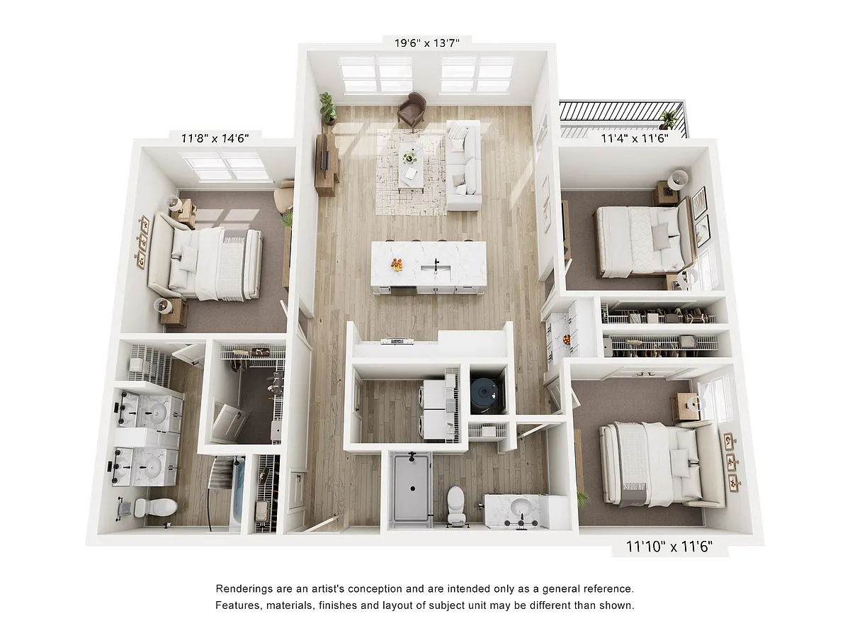 Floor plan Three-Bedroom