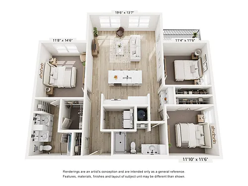 Floor plan Three-Bedroom