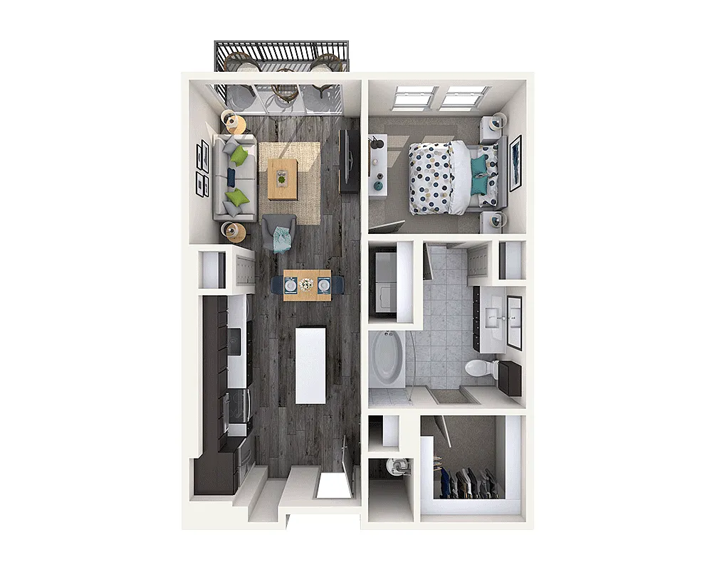 Floor plan One Bedroom A1D
