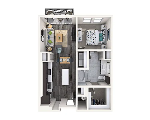 Floor plan One Bedroom A1D