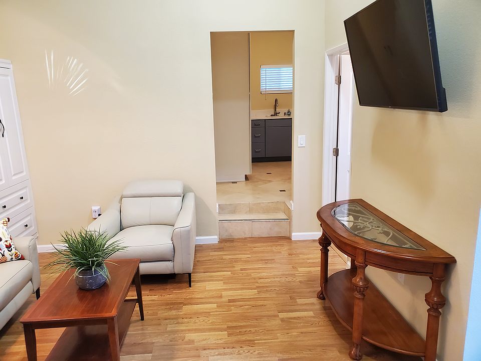 This is a view from the living area to the kitchen area.