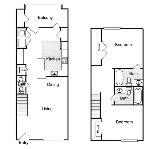 Floor plan 2 Bedroom 2 Bath