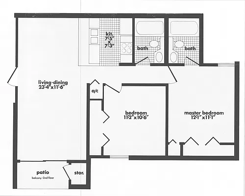 Floor plan 2 Bedroom 2 Bath
