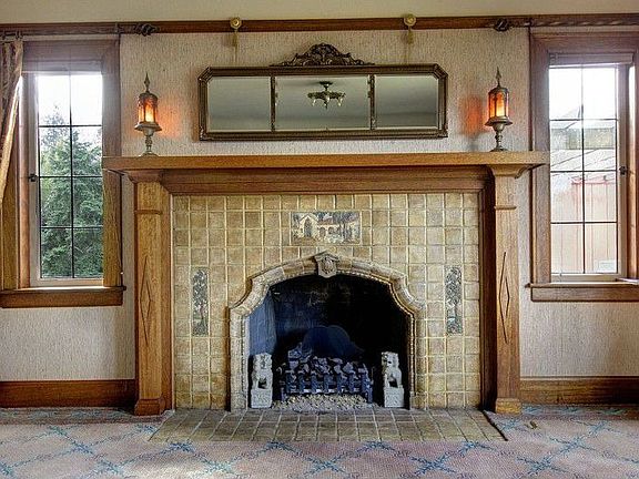Original, Batchelder tiled fireplace in amazing condition!
