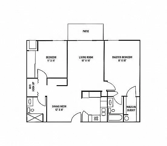 Floor plan E1 & E2 - 2 Bedroom, 2 Bath