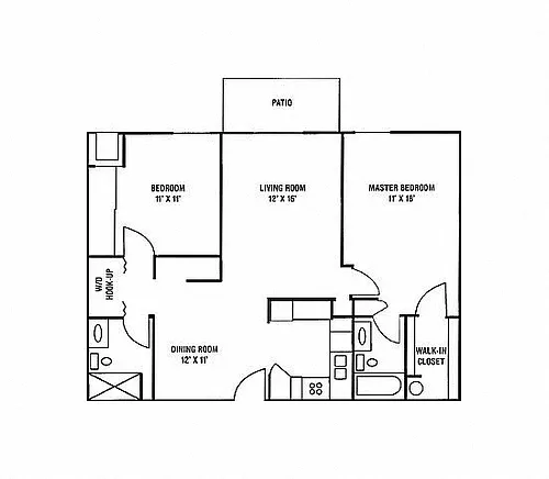 Floor plan E1 & E2 - 2 Bedroom, 2 Bath