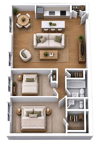 Floor plan 2BR - 1.5BTH
