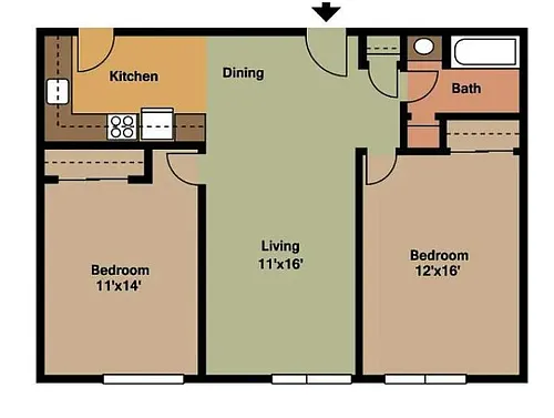 Floor plan Two bedroom Renovated