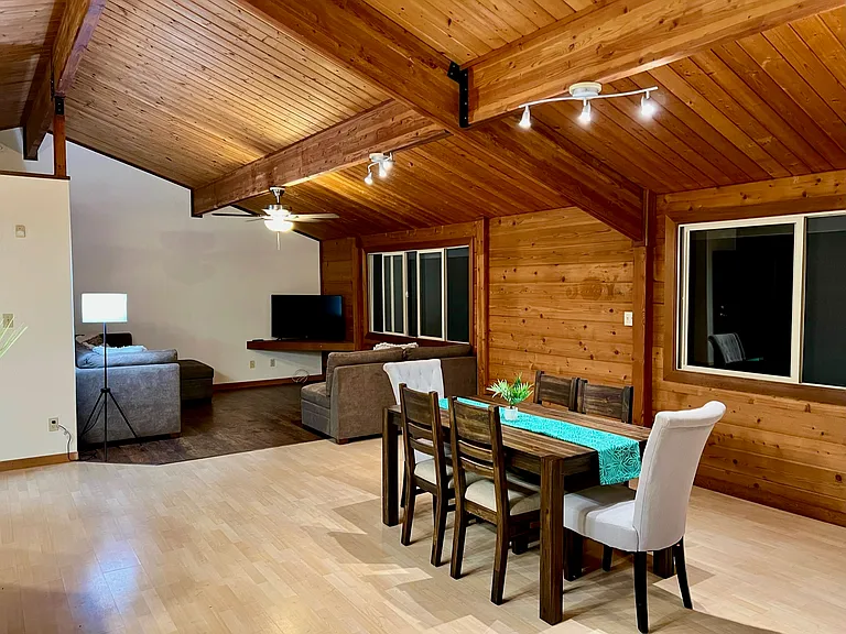 Large dining and family rooms