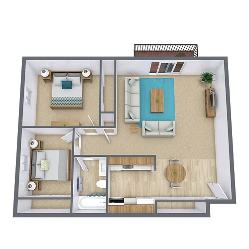 Floor plan Two Bedroom 21A