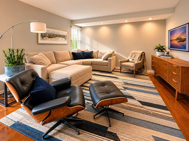 Open concept furnished first floor living room excellent for entertaining or just relaxing. Includes Frame TV