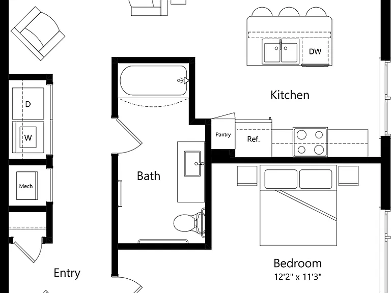 A3HC | 1 Bed | 1 Bath floor plan The Navigator