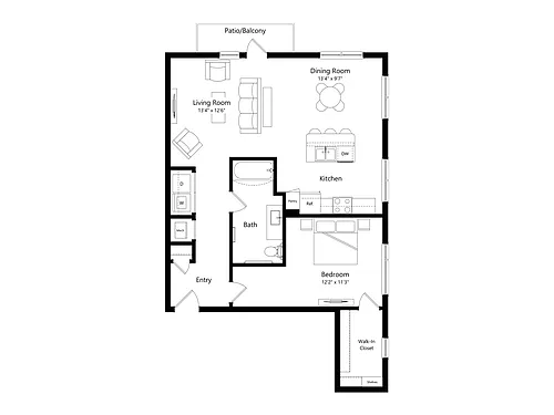 Floor plan A3HC | 1 Bed | 1 Bath