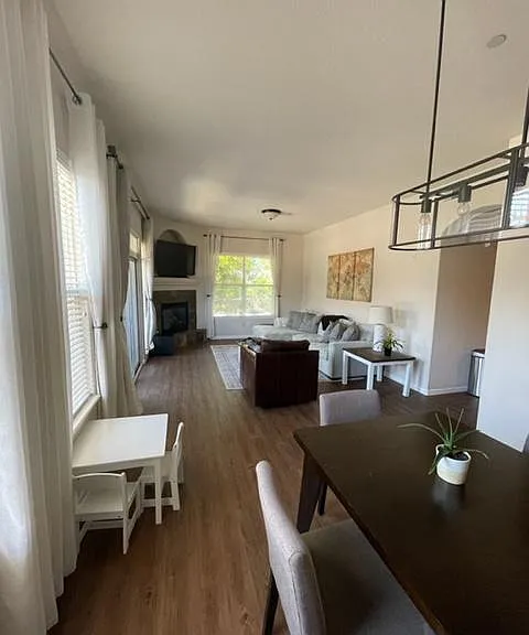 Dining room looking into family room