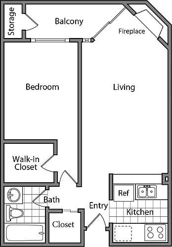 Floor plan 1 Bedroom BB