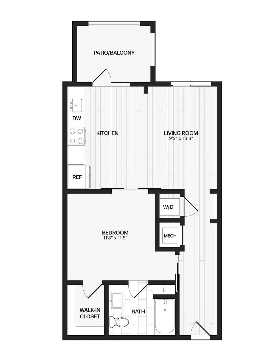 Floor plan 1 Bed/1 Bath-A2