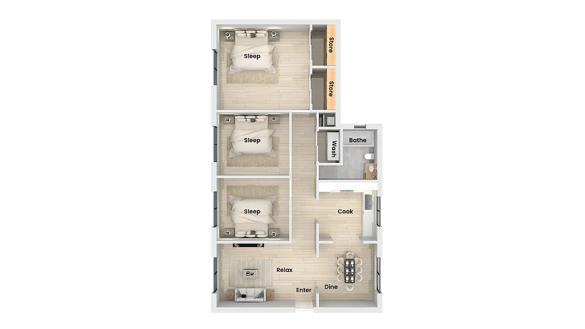 Floor plan 3 Bed 2 Bath Renovated