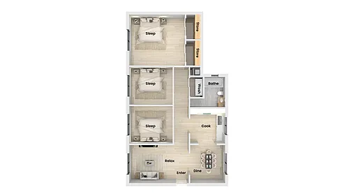 Floor plan 3 Bed 2 Bath Renovated