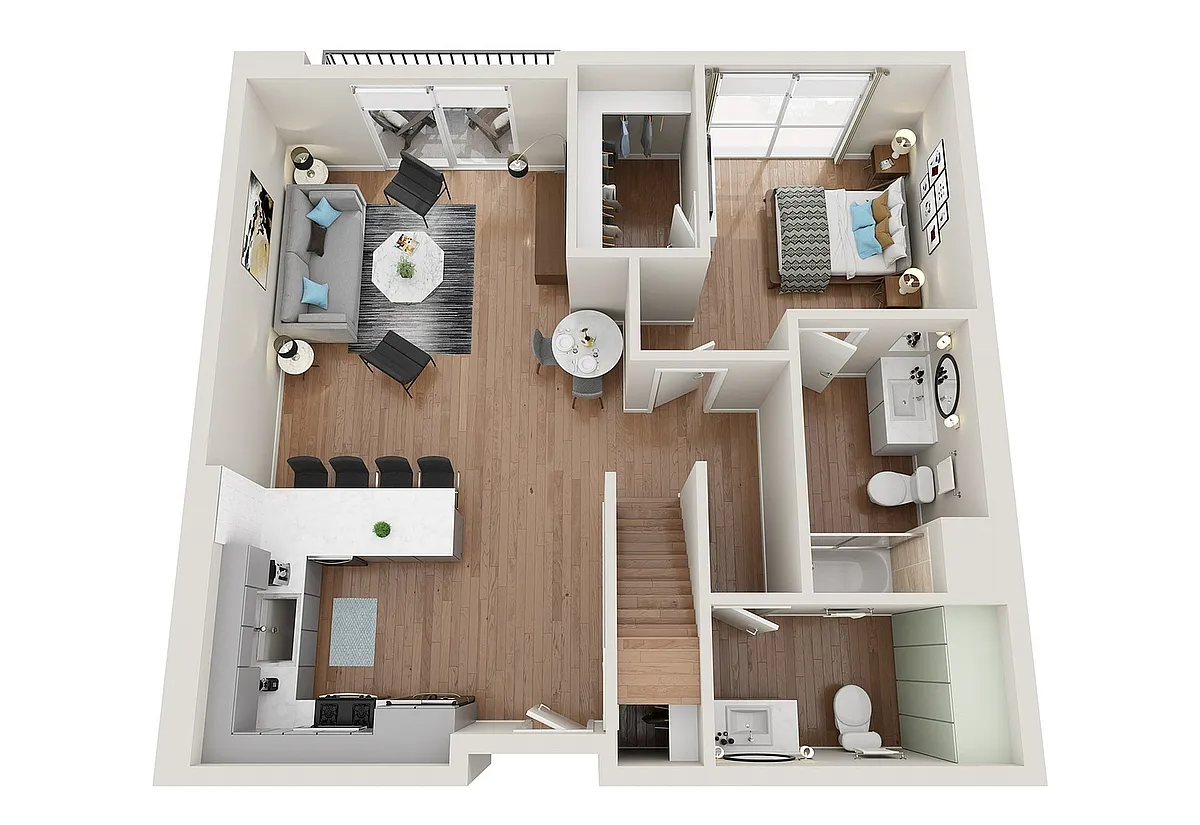 Floor plan 1x1 - Lotus
