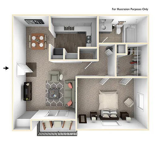 Floor plan 1 Bedroom, 1 Bath