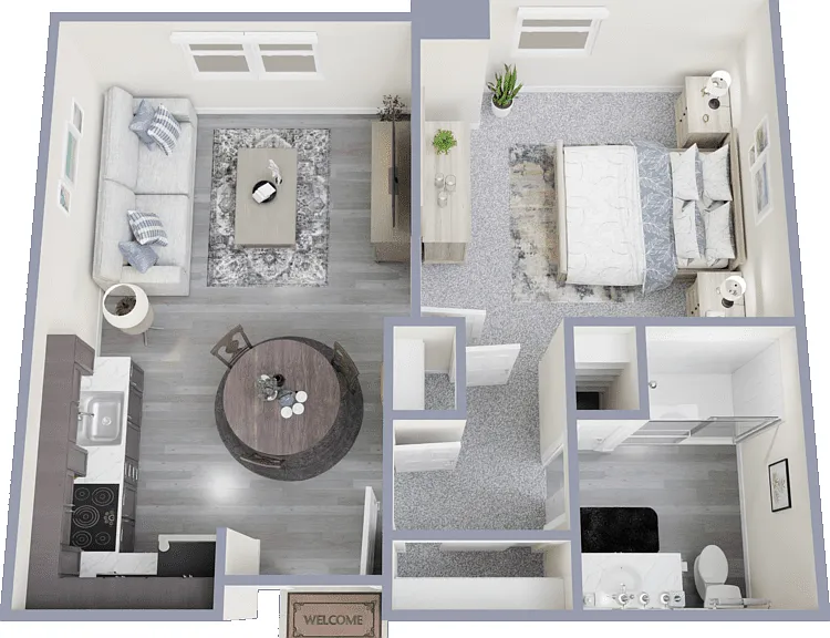 1 Bedroom Floorplan Diagram