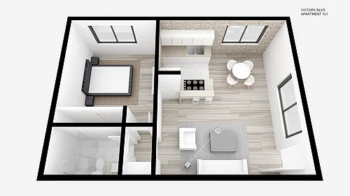Floor plan One Bed ~ One Bath