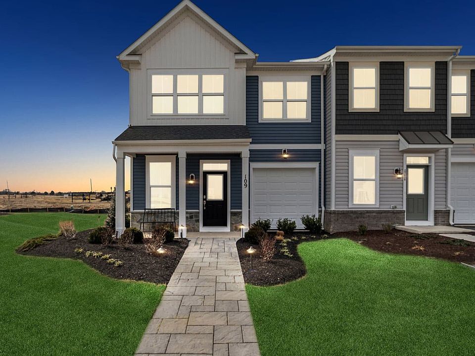 The front angle exterior at dusk of the Northgate by Brookfield Residential.