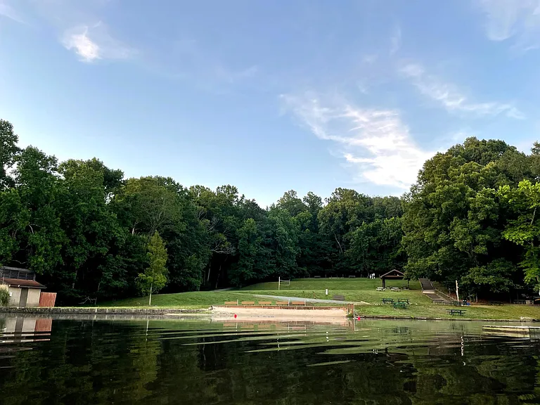 Private park with swimming beach
