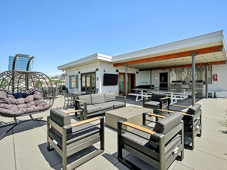 More than a place to relax. Our first-floor lounge and outdoor patio are where residents study, connect, and enjoy community events throughout the year.