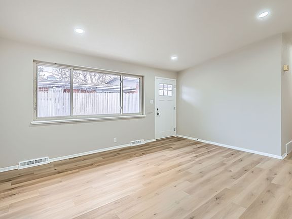 Front door and living room