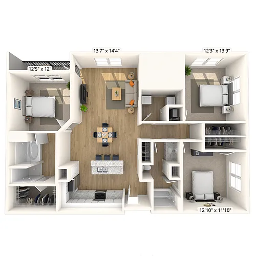 Floor plan Loft 3x3 1444-1894 SF