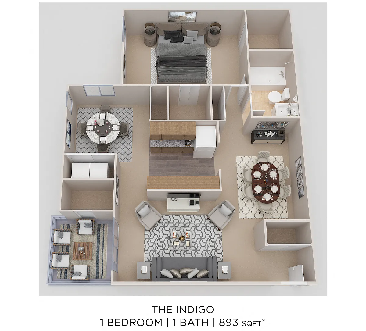 Floor plan One Bedroom - 893 sqft