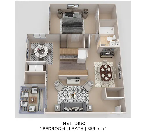 Floor plan One Bedroom - 893 sqft