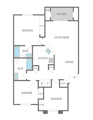 Floor plan 3 Bedroom 2 Bath