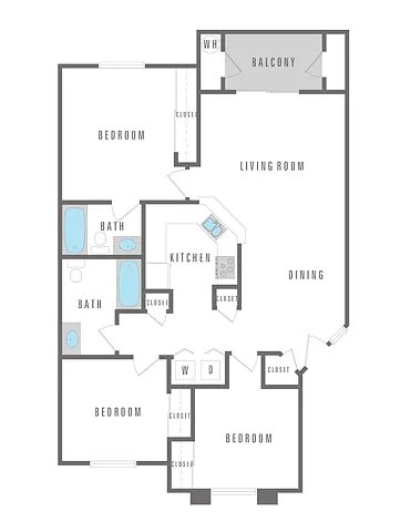 Floor plan 3 Bedroom 2 Bath