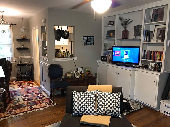 Living room with built-in entertainment center