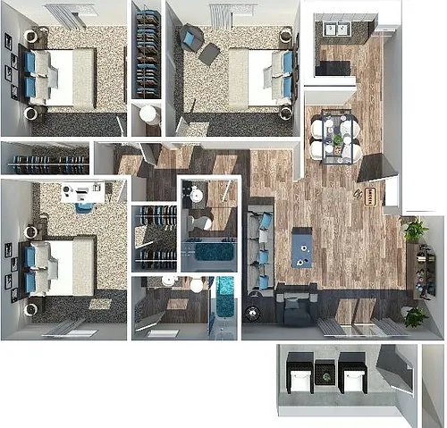 Floor plan 3 Bedroom 2 Bath
