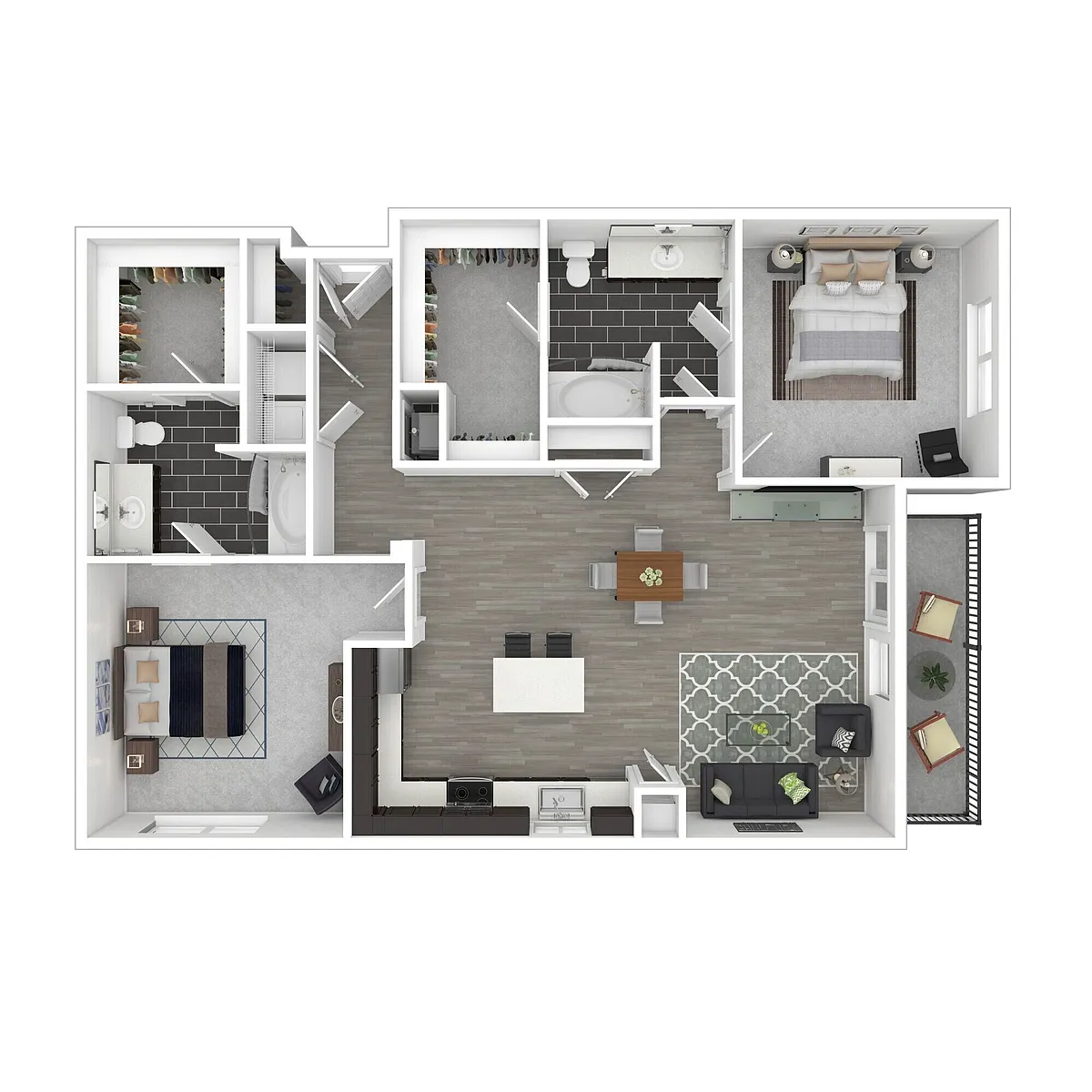Floor plan 2 Bedroom/Two Bath (Split Floor Plan)
