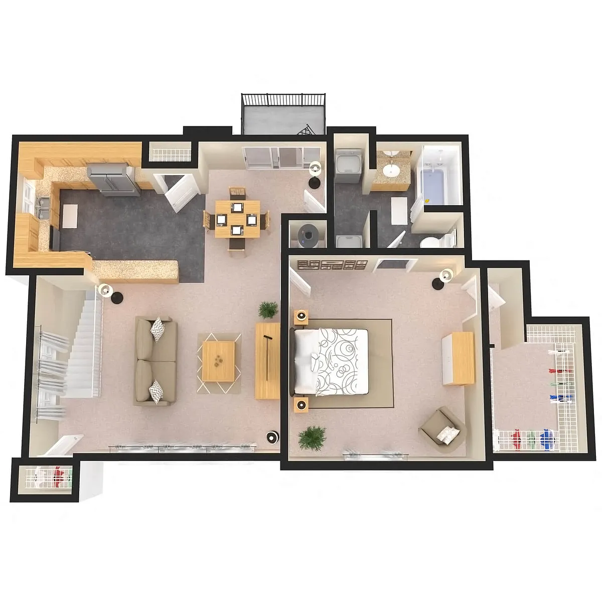 Floor plan 1 Bed Loft (+$125 Attached Garage)