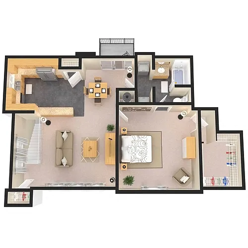 Floor plan 1 Bed Loft (+$125 Attached Garage)