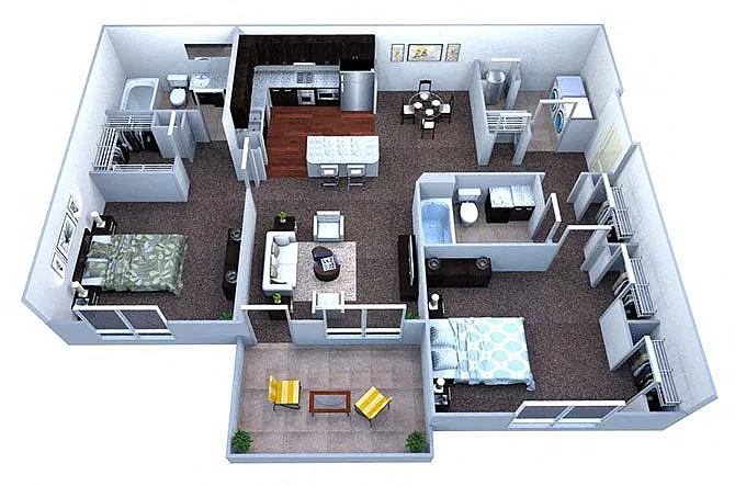 Floor plan B2 2 Bed/2 Bath