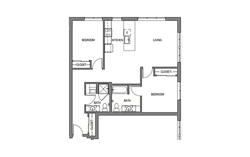 Floor plan 2 Bed/2 Bath-F3