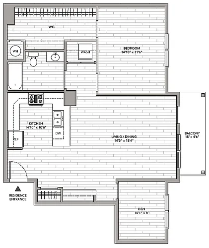Floor plan 1 Bedroom Lg