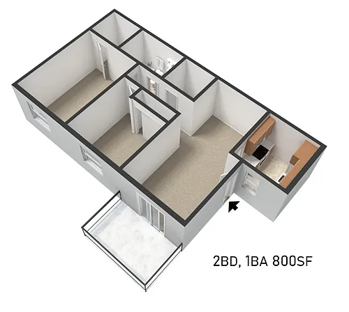 Floor plan Two Bedroom One Bath