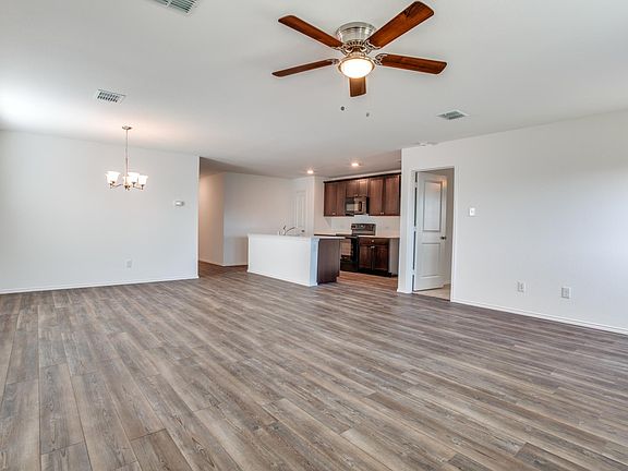 View of Living Room, Dining Room and Kitchen