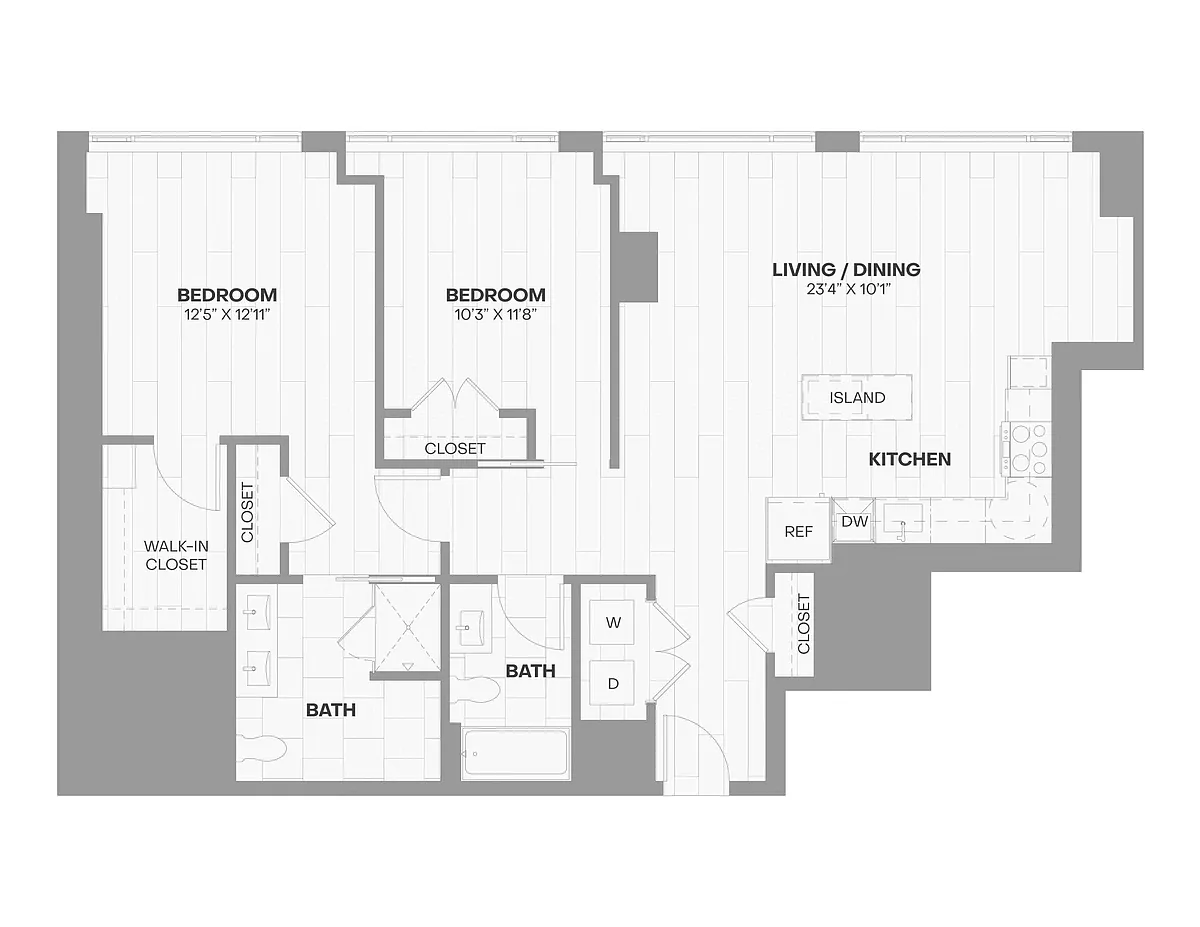 Floor plan 2 Bed/2 Bath-2303