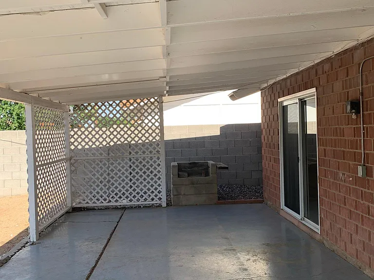 Large patio with built in grill