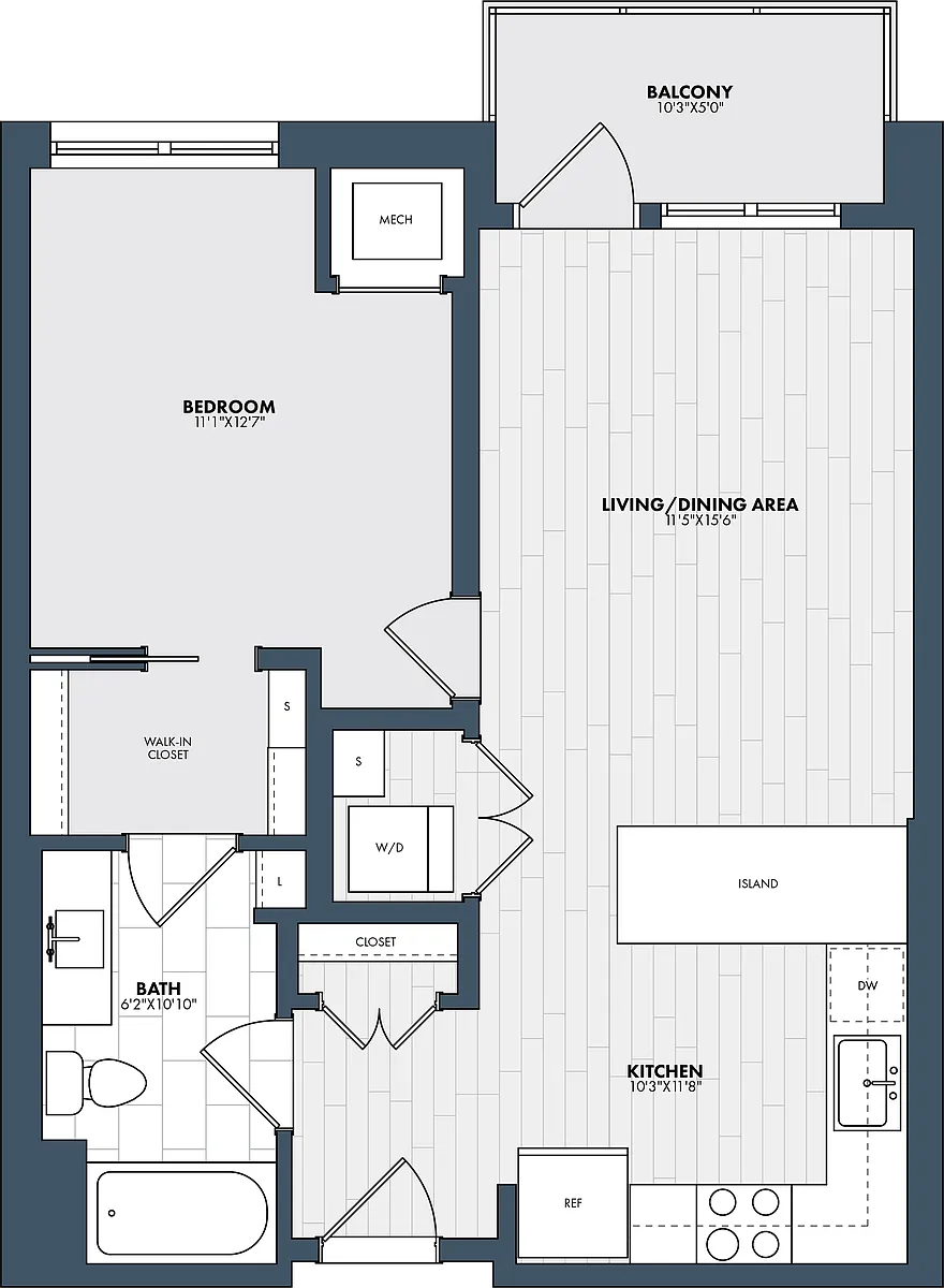Floor plan 1 Bed/1 Bath-A1