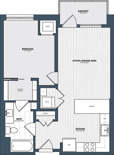 Floor plan 1 Bed/1 Bath-A1